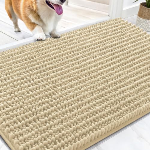 Image of OLANLY Dog Door Mat for Muddy Paws 30x20, Ultra-Absorbent Chenille Mud Mat