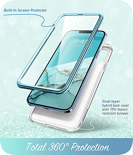 Image of i-Blason Thermoplastic Polyurethane Cosmo Series Case For Iphone 13 Pro 6.1 Inch (2021 Release), Slim Full-Body Stylish Protective Case With Built-In Screen Protector Ocean, Blue
