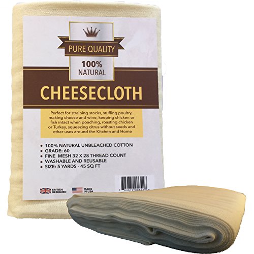 Cheesecloth - Unbleached Natural Cotton Cloth - Best Grade 60 for Cooking Food