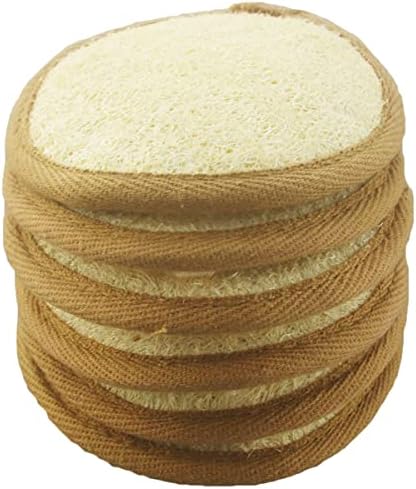 6 pcs/Set 4"×4" Natural Exfoliating Face Pad Loofah Sponge Facial Brush - Shower Scrubber - Body Bath Spa for Men & Women, Renewable Resource (Front 100% Loofah + Back 100% Pile Fabrics) Pack of 6 image 5