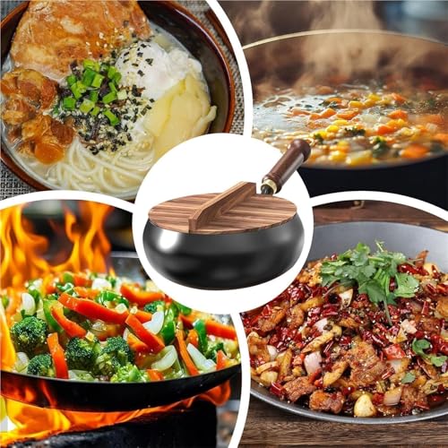 Wok de acero al carbono forjado a mano con tapa de vidrio 24 cm miniatura 6