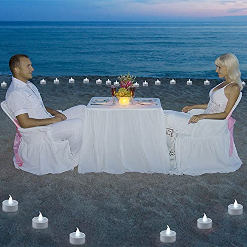 Image of YIWER 24pcs Flameless Tea Lights Candles Realistic LED Flickering Operated Pumkin LED TeaLights Candles Long Lasting Electric Fake Candles Decoration for Party and Gifts Ideas