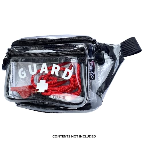 Kemp USA – Transparent Lifeguard Fanny Pack/Hip Pack with GUARD Logo - Water-Resistant and Durable Waist Bag for Medical Supplies & Lifeguard Gear - Clear4