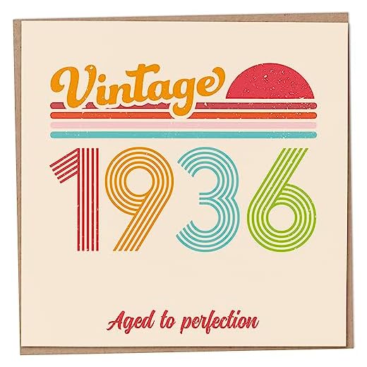 Tarjeta de cumpleaños 87 – Vintage 1936 Aged to Perfection, divertida tarjeta de felicitación para hombres y mujeres, tarjetas de cumpleaños para mujeres, tarjetas de cumpleaños para hombres, tarjeta