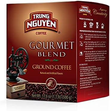 TRUNG NGUYEN LEGEND GOURMET BLEND Premium Roasted Ground Coffee - Chocolate and Fruity Flavor by Robusta & Arabica Coffee Beans Blend - French Roast with Low Acidity (500g/Box)