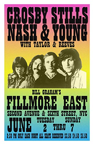 CROSBY STILLS NASH & YOUNG REPLICA 1970 CONCERT POSTER