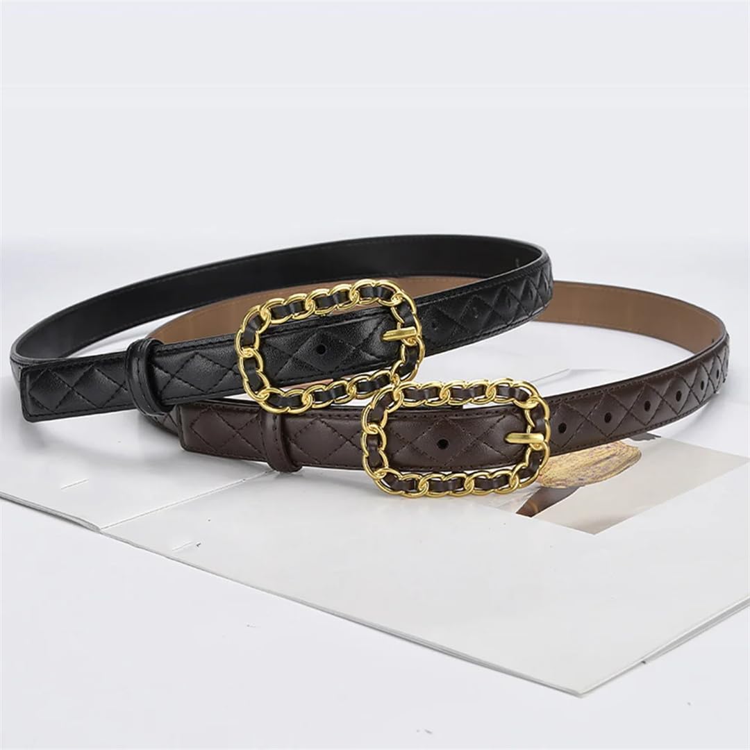 Donne di Modo Del Cuoio Genuino Pin Fibbia Cintura 2.3Cm Largo Moda Oro Fibbia Donna Accessori Cintura