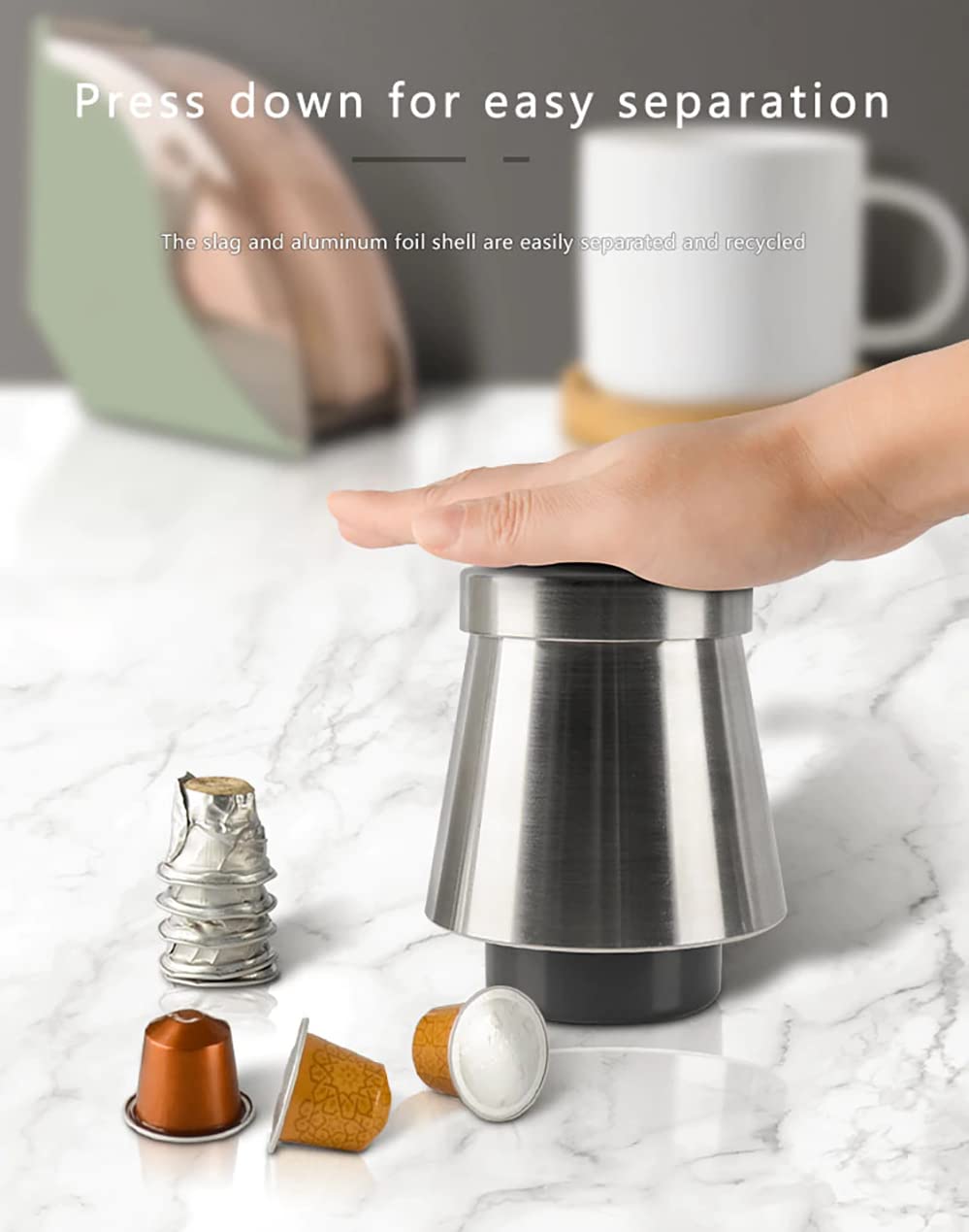 Herramienta de reciclaje de cápsulas de café, abridor de vaciado de cápsulas de café, compatible con cápsulas Nespresso de aluminio, respetuoso con el medio ambiente