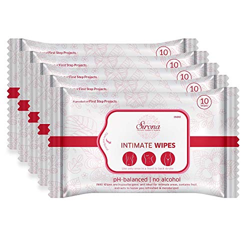 Sirona Natural Intimate Wipes – 50 Wipes (5 * Pack of 10) | With Fruits and Aloe Vera Extracts | Protects Against Odour…