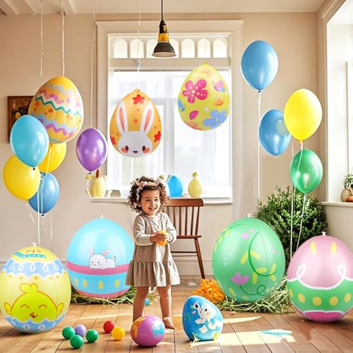 Miniatura 4 de Larber 4 Piezas 60cm Hinchables Huevos De Pascua Al Aire Libre Hinchable Pvc Huevos De Pascua Huevo De Pascua Inflable Para La Caza Del Huevo Yard Garden Outdoor Decorations 4pcs