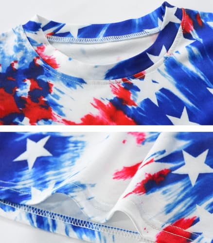 Image of Tkria Girls 4th of July Tank Tops Red White and Blue Shirt Toddler Girl American Flag Patriotic Outfit 2-7 Years