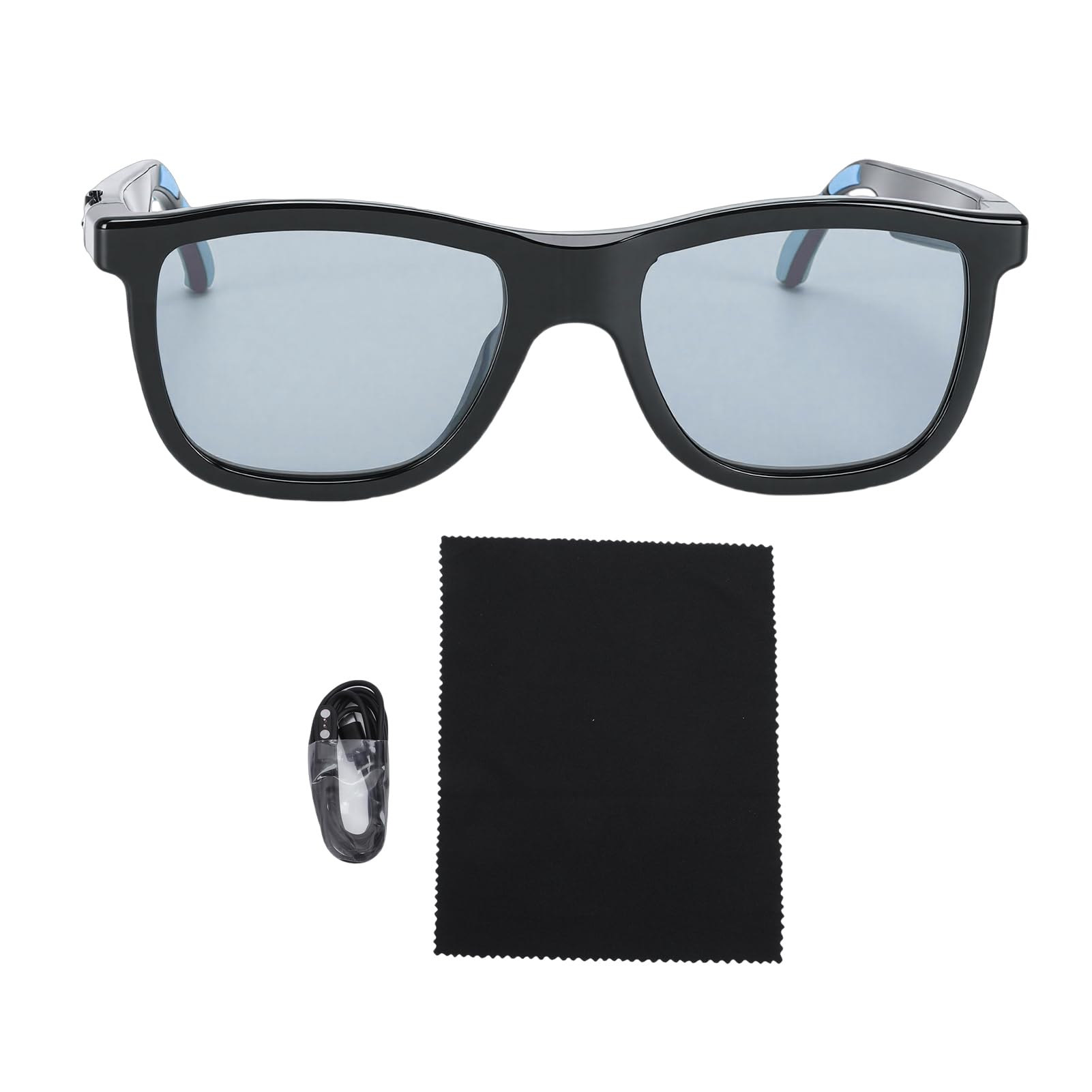 Duokon Occhiali Intelligenti AI Bluetooth con Lente Elettrocromica, Occhiali per Traduzione a Orecchio Aperto TR90, Controllo Touch con Riduzione del Rumore a Doppio Microfono per Viaggi Guida (BLUE)