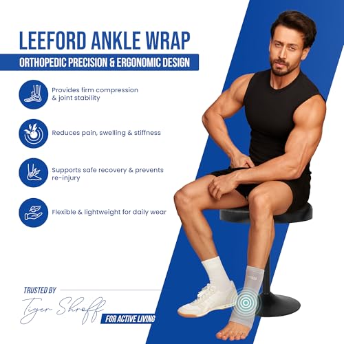 Image of Leeford Ortho Ankle Support for Men & Women | Ankle Brace, Binder, Cap & Band for Pain Relief | Compression Socks Size- M