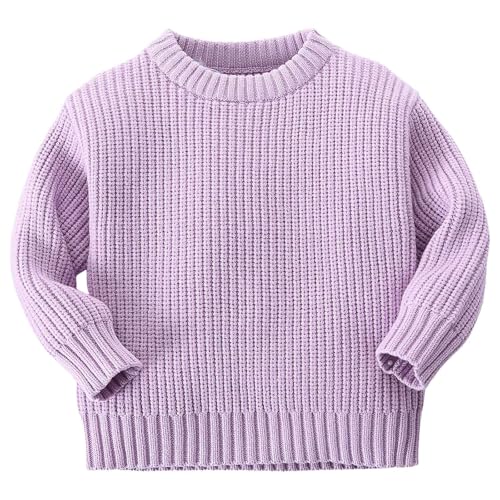 IWIHMIV Girls Pullover Sweaters Kids Long Sleeve Knit Sweater Lightweight Casual Comfortable Warm Crewneck Pullover