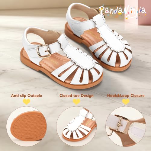 Image of PANDNAINJIA Toddler Girls Sandals T-Strap Dress Summer Shoes