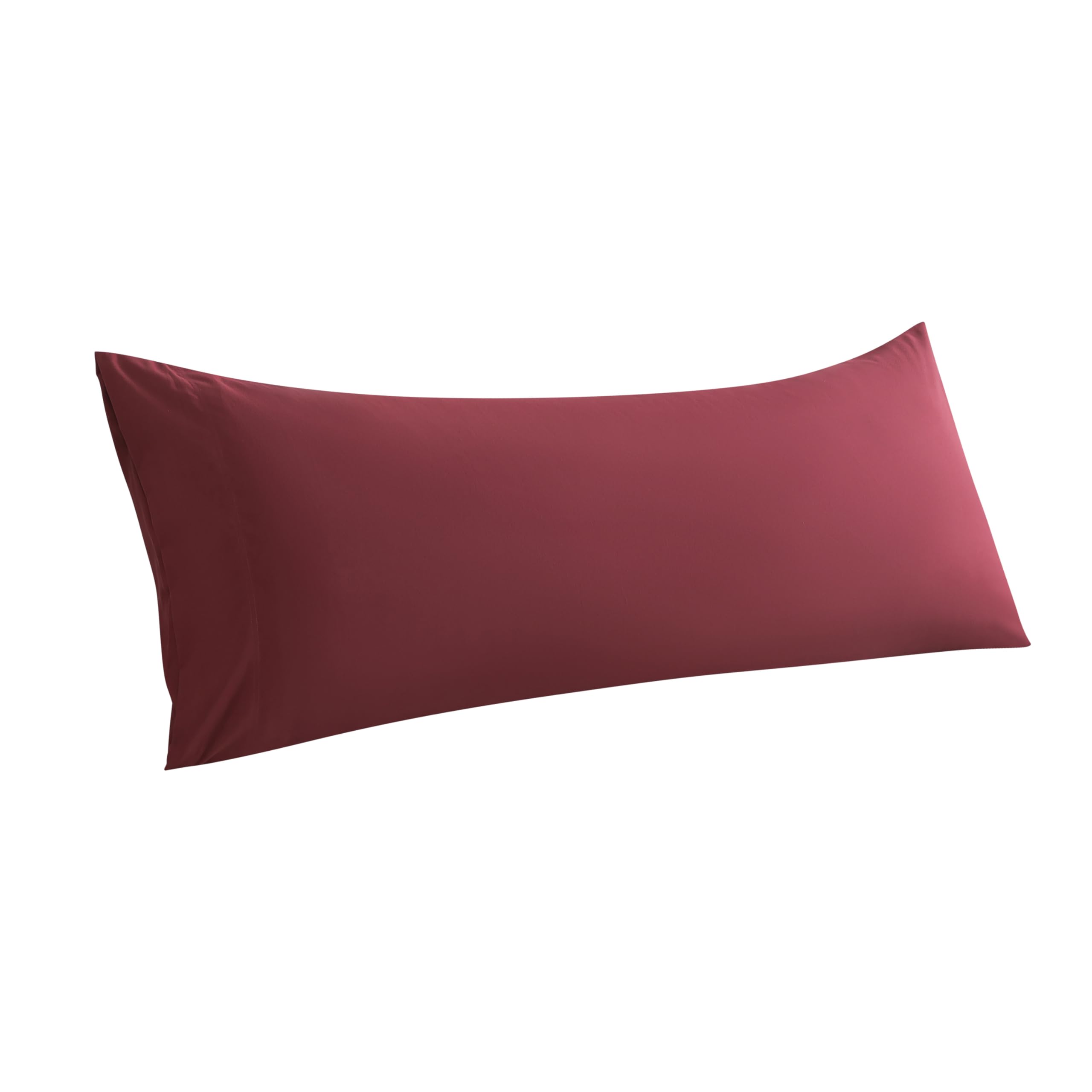 WhatsBedding Body Pillow Cover, Ultra Soft Microfiber Pillowcases, Breathable Long Pillow Case, Envelope Closure - Wine Red (21x54 inch)