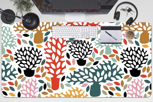 Tapis de Bureau 100x50 cm Haute Qualité en Vinyle PVC Motif Arbre Épuré