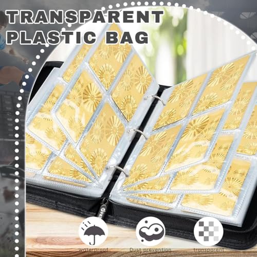 Image of PATPAT 400 Pockets Soccer Card Binder Autographed Cards Storage Bag Waterproof PU Cover Zipper Card Organzier Holder Multi Purpose Organizer Bag for Game Trade Cards,Collectible
