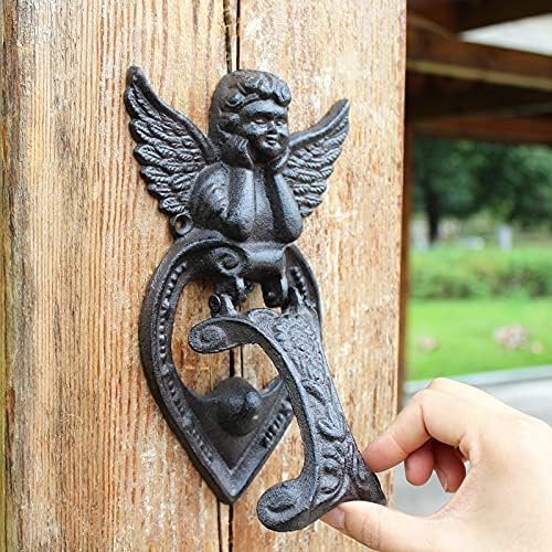 Konsilsa Vintage Door Knocker,Cast Iron Decorative Doorknocker Wrought Iron Door Handle Latch Antique Gate Home Office Pulls (Color : E)