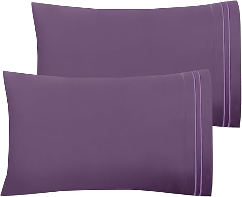 Mejoroom Hotel Luxury Queen - Juego de 2 fundas de almohada de microfibra de 20 x 30 pulgadas, suaves, acogedoras y transpirables con cierre de