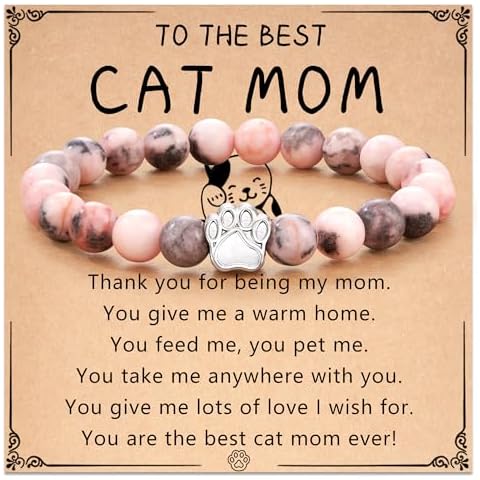 Lanqueen Cat Mom Gifts for Women Best Cat Mom Ever Cat Mom Gift Cat Gifts for Cat Lovers Crazy Cat Lady Gifts Cat Mom Bracelet Cat Lover Gifts for Women Birthday Christmas Gifts Cover
