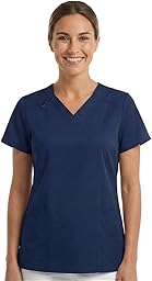 B-well ANGELICA Casaca de enfermería para mujer, túnica médica con cuello en V, bolsillos funcionales, transpirable y fácil de limpiar, ropa de trabajo para clínica y práctica