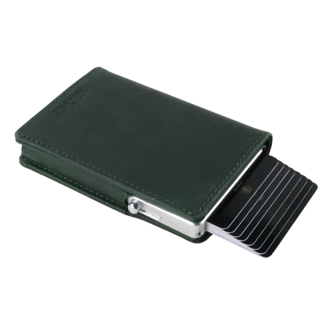 Pop-up Wallet | RFID Blocking Leather Minimalist Wallet | Slim Wallet for Men | Top Grain Leather, Holds up to 10 Cards Plus Cash…