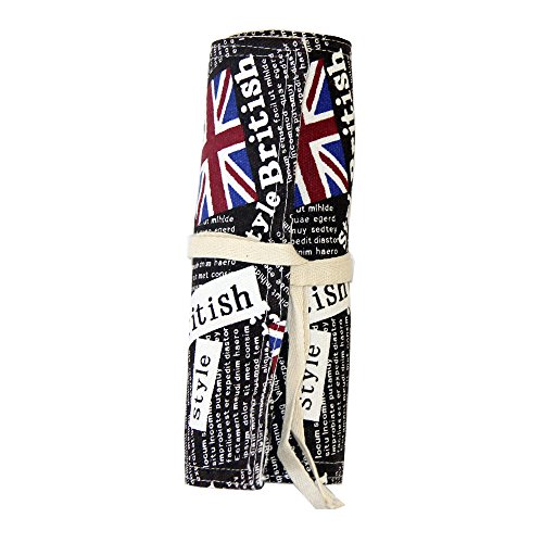 Preisvergleich Produktbild Rollmäppchen für Buntstifte England 36 Federmäppchen Stifterolle Mäppchen Federmäppchen zum rollen Schlamperrolle Pinselrolle aus Canvas und Baumwolle Ideal für Reisen, Schule, Büro, Kunst