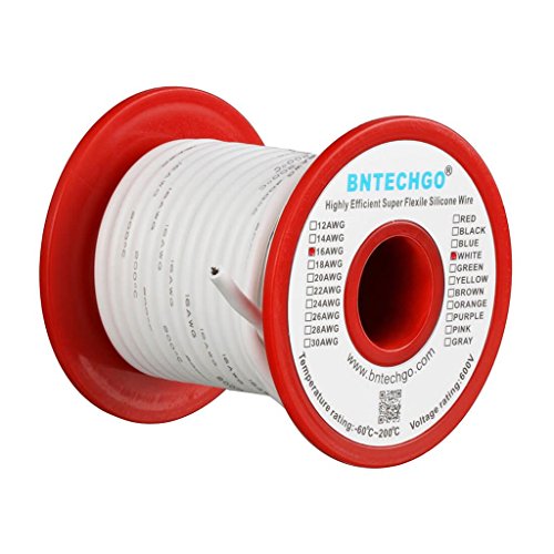 Fil de cuivre étamé souple 16 AWG silicone blanc de 15m