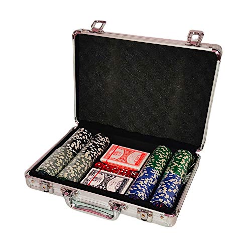 Maletn Poker Profesional 200 fichas, Incluye tapete. Maletn de Aluminio. Set Profesional de pker con fichas.Fichas marcadas con Valor. Cartas Dados Poker