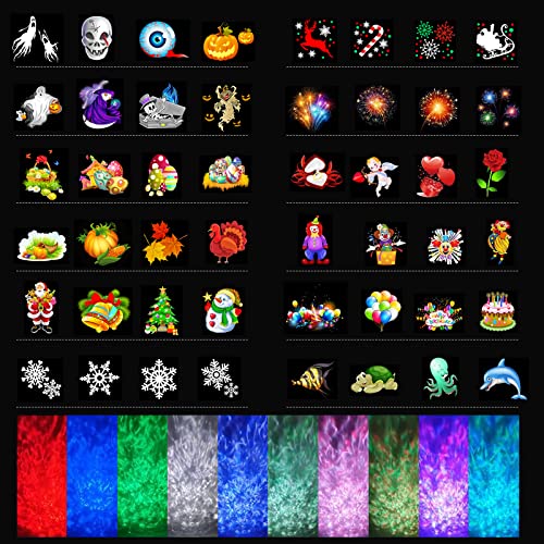 Christmas Projector Lights Outdoor, Ocean Wave Waterproof Holiday Projector Lights, 12 Slides & 10 Colors Halloween Lights Projector With Remote For Thanksgiving Birthday Party Decorations #TOP3
