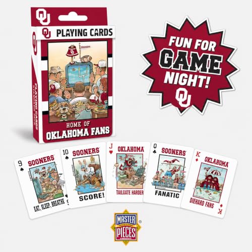 Image of Masterpieces NCAA Oklahoma Sooners Playing Cards Deck - Officially Licensed, 54 Cards - Ages 4+
