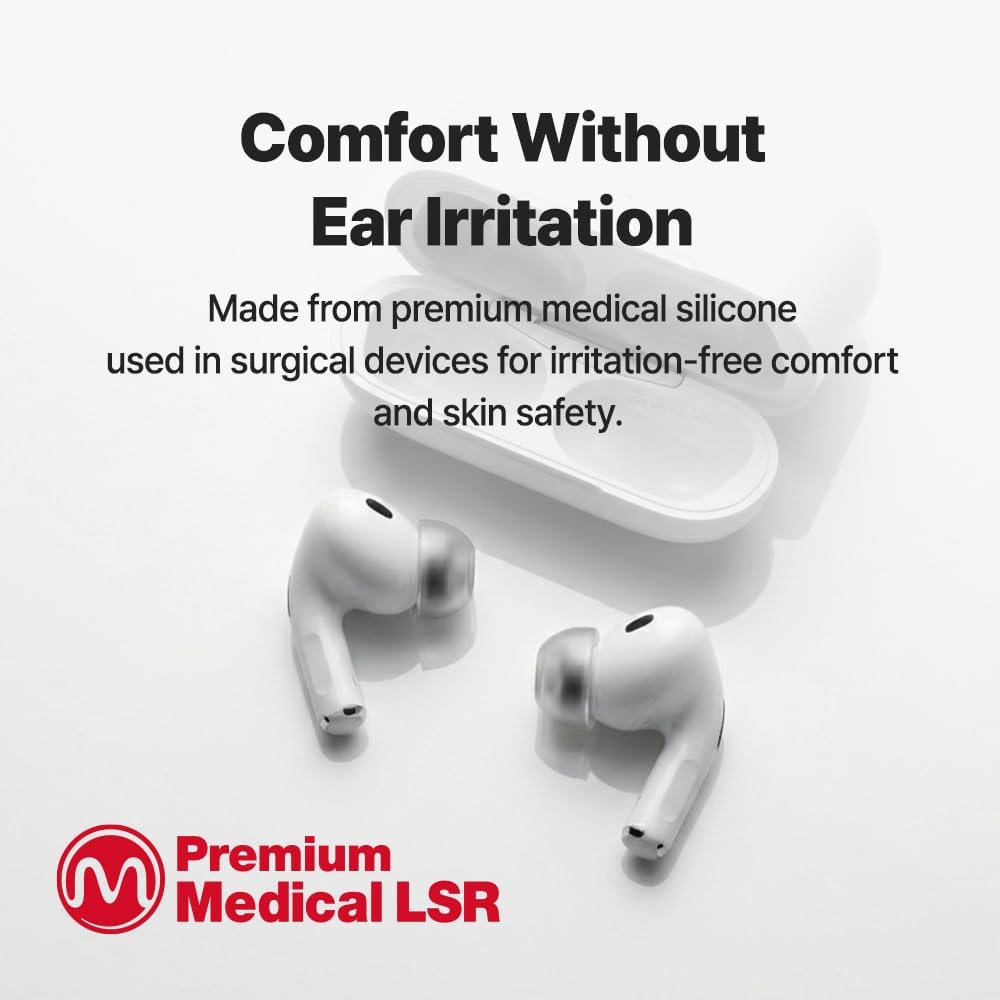 AZLA SednaEarfit MAX for AirPods Pro 3 – Replacement Ear Tips for Apple AirPods Pro 3, Medical Silicone Eartip with Pressure-Free Matte Finish, 12H Mesh Filter for Original Sound (3-Pairs, M-ML-L)