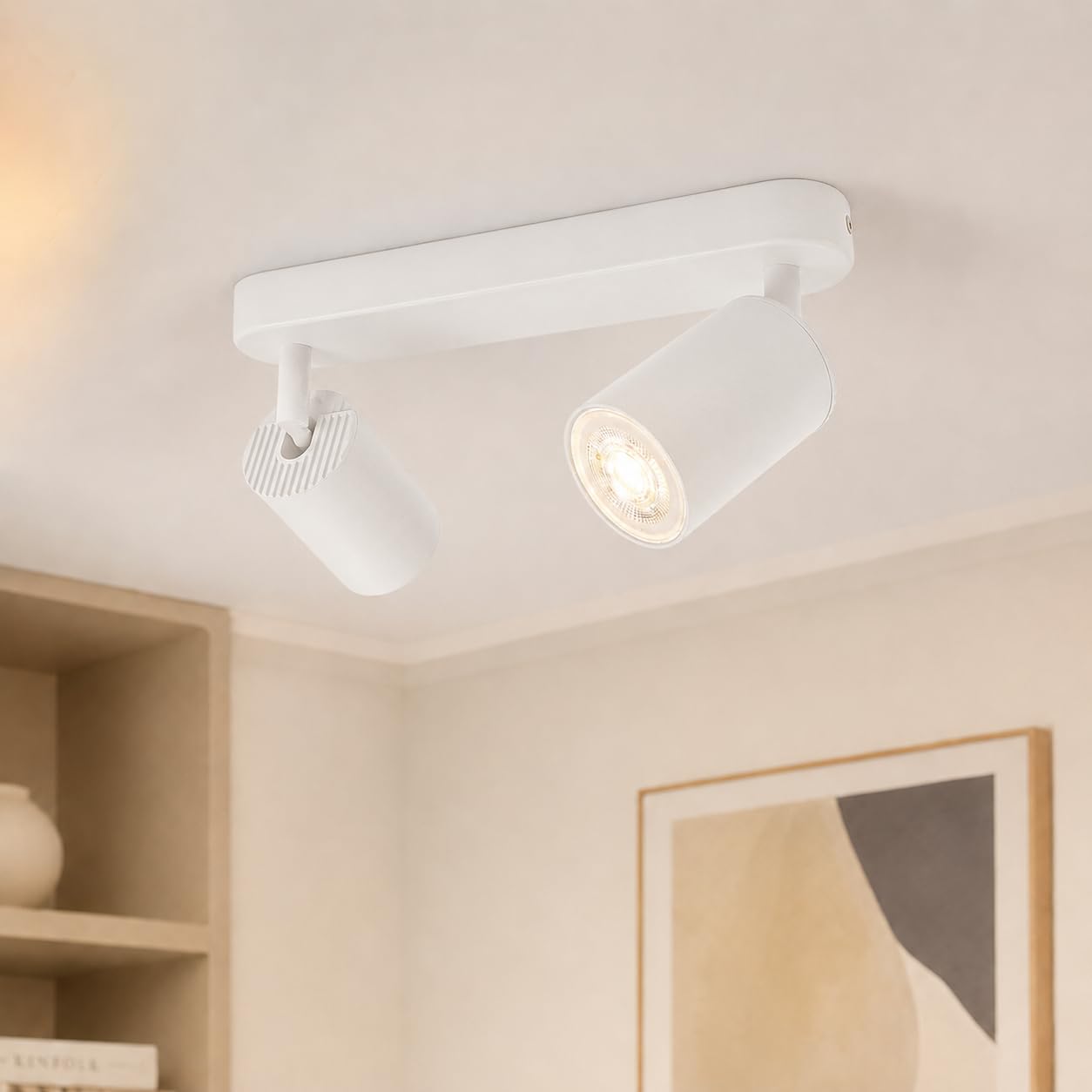 Gr4tec 2 Way Ceiling Spotlight Bar, GU10 Light Fittings Ceilings, White