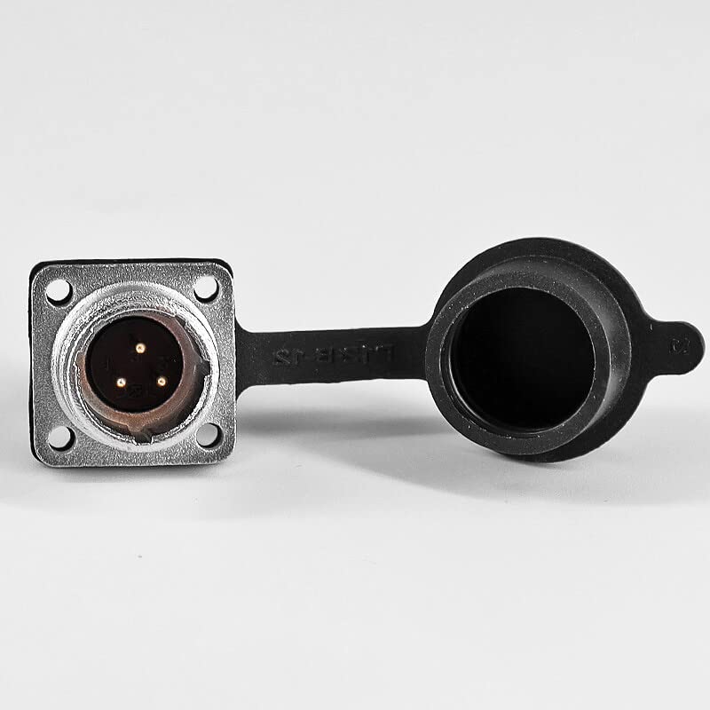 TP12 3 Pin Male Socket 4 Hole Flange Connector Solder Cup for Cable with Rubber Dust Cap