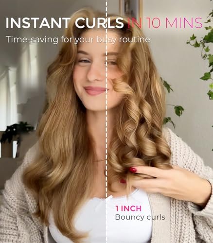 TYMO Automatic Rotating Curling Iron - TYMO CURLPRO Beach Waves Curling Wand, Portable Hair Curler, 500 Million Ionic, Dual Voltage & Lightweight for Travel, Ceramic Coating, 1 Inch, Pink - 2
