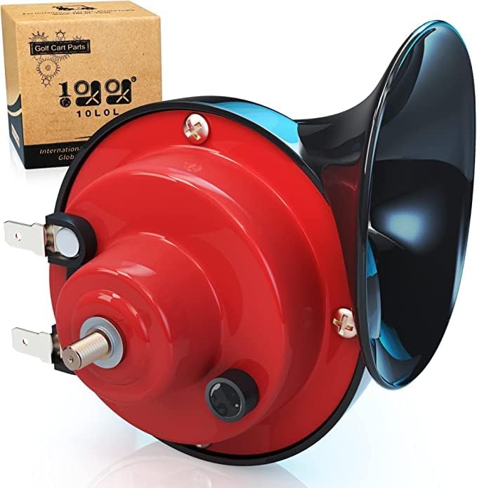 10L0L Universal Golf Cart Horn with Electric Switch Button Kit for Yamaha Club Car, EZGO, ATV, UTV, Boat, 12 Volt, Red