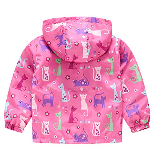 Image of TUIJI Toddler Boys Girls Cartoon Print Zip Jacket Hooded Trench Lightweight Kids Coats Windbreaker Casual Outerwear
