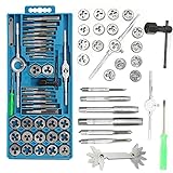 ARUDIP Tap and Die Set 40 Pcs Carbon Steel Milling Threading Tool Kit for Remove Screws for Cut Raw Materials or Repair Existing Threads