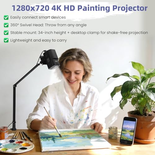 Image of Art Projector for Tracing and Drawing with App, Native 1280P HD Painting Projector for Artists, 8 Pro Tracing Tools for Canvas, Wall Murals, Cake Decorating, Wood Burning & Sketching