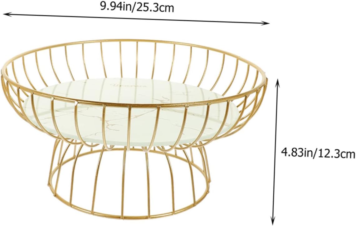 Elegant High Foot Fruit Bowl Modern Metal Wire Dessert Serving Plate for Snacks Appetizers Fruit Display Large White Glass Decorative Storage Basket for Home Kitchen