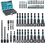 LIBRATON 54PCS Ensemble de pilotes à écrou magnétique, pilote de forage à impact Bit 1/4", métrique & SAE Conducteur d'écrou pour perceuse à impact, adaptateurs de socket, visseuses, extension rapide, pilote d'aile, boîte de rangement
