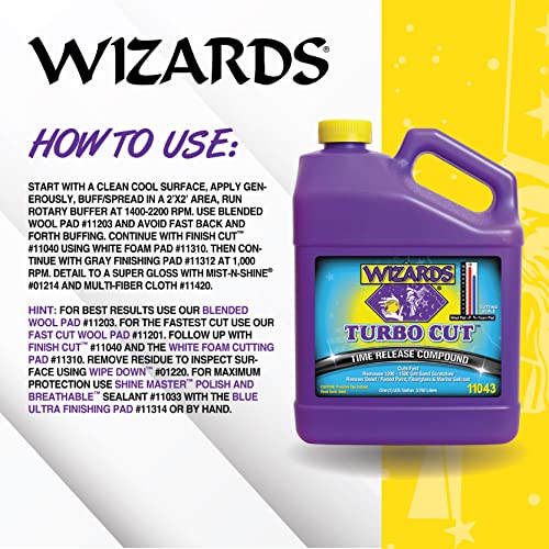 Wizards Turbo Cut Buffing Compound for Car Scratch Repair - 1 Gallon - Removes 1200-1500 Scratches - Rubbing Compound for Cars & Boats - Paint Restorer for Vehicles - Thumbnail 3