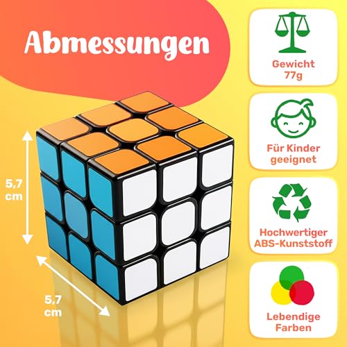 CUBIDI® Original Zauberwürfel 3x3 Klassisch - Typ Los Angeles. Speed Cube 3x3 mit optimierten Dreheigenschaften. Hochwertiger Magic Cube für Anfänger und Fortgeschrittene