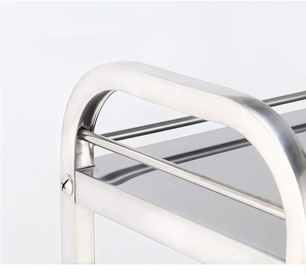 Chariot de bar en acier inoxydable – Chariot à thé à roulettes à 3 niveaux pour hôtels et restaurants – Chariot utilitaire mobile pour salle à manger et dessert (85 cm x 45 cm x 90 cm)