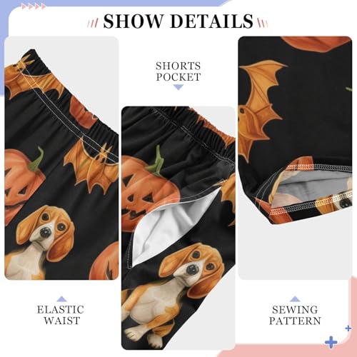 Beagle Bat Pumpkin Boys Long Pants Soft Trousers Elastic Waist Kids Lounge Bottoms with Pockets S-XL4