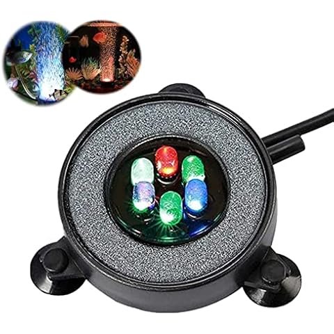 Supmaker Aquarium Air Stone Fish Tank Led Air Stone Bubble Light with 6 Color Changing LEDs for Aquarium Cover