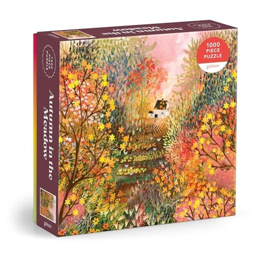 Galison Autumn in The Meadow – 1000 Piece Jigsaw Puzzle Featuring Beautiful Artwork of A Cottage Nestled Amongst A Fall Meadow