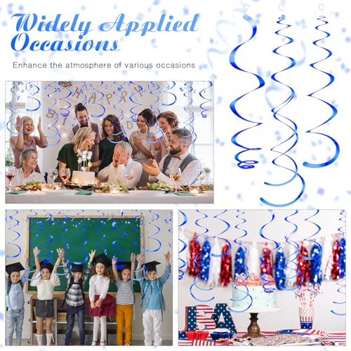Image of 36 Pcs Hanging Swirl Party Decorations Plastic Streamer Swirls Spiral Party Decorations for Ceiling Birthday Wedding Baby Shower Graduation(Blue)