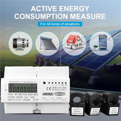 Compteur d'énergie bidirectionnel triphasé 100 A haute précision pour tableaux électriques